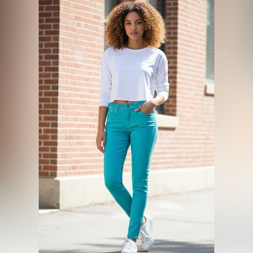 NWT Chaser Skinny Jeans Vibrant Teal Size 26 - Picture 1 of 6